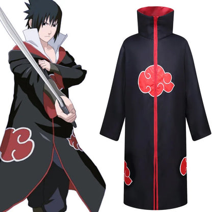 Akatsuki Cloak Ninja Cosplay Costume Set – Red Cloud Cape with Headband & Accessories