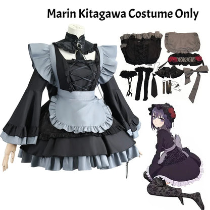 Marin Kitagawa Cosplay Costume Set – My Dress-Up Darling Anime Maid Dress with Wig Options