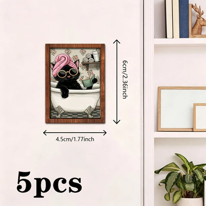 Miniature Cat Drinking Tea Photo Frame – Dollhouse Accessory & Scene Ornament