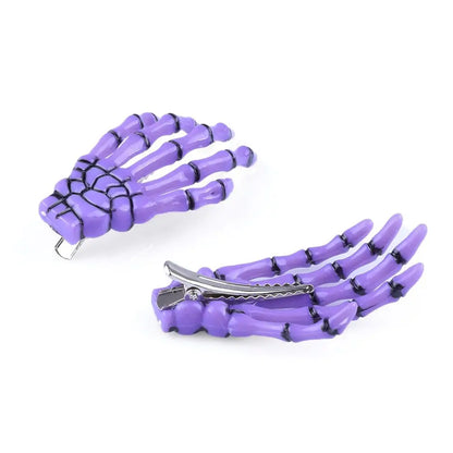 Skull Hand Bone Hair Clips Gothic Ghost Skeleton Claw Hairpin Halloween Accessory