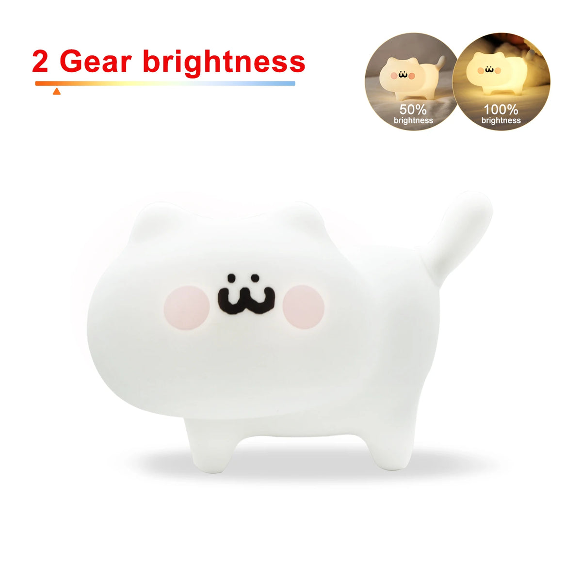 Soft Silicone Cat Night Light – 7-Color Touch Sensor LED Lamp for Kids & Baby Bedrooms