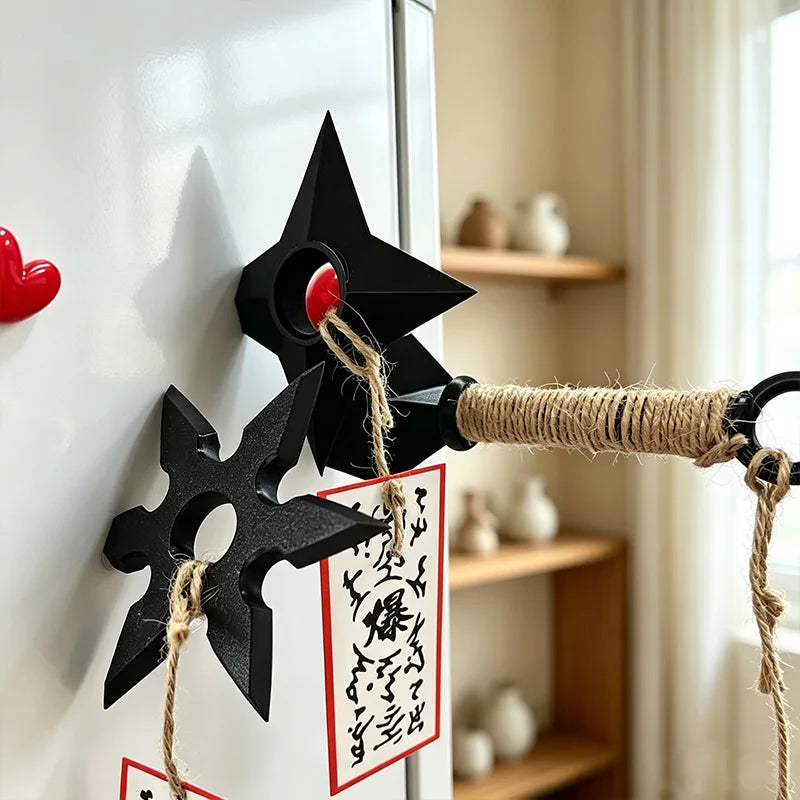 Ninja Kunai and Shuriken Fridge Magnet Set - Anime Cosplay Prop Refrigerator Decoration