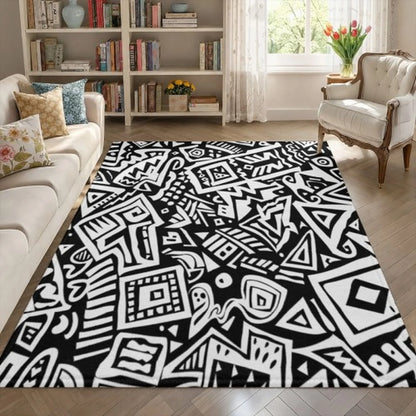 Abstract Tufted Area Rug – Sculptural Irregular Shape Brown & Cream Rug for Living Room