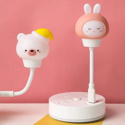 Cute Cartoon LED Night Light – USB Remote Control Bear, Chick & Kitten Bedside Lamp for Kids