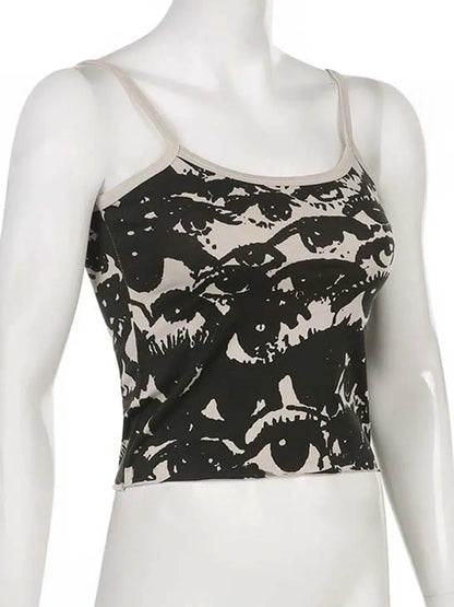 Gothic Portrait Print Crop Top Y2K Aesthetic Harajuku Streetwear Women Tee