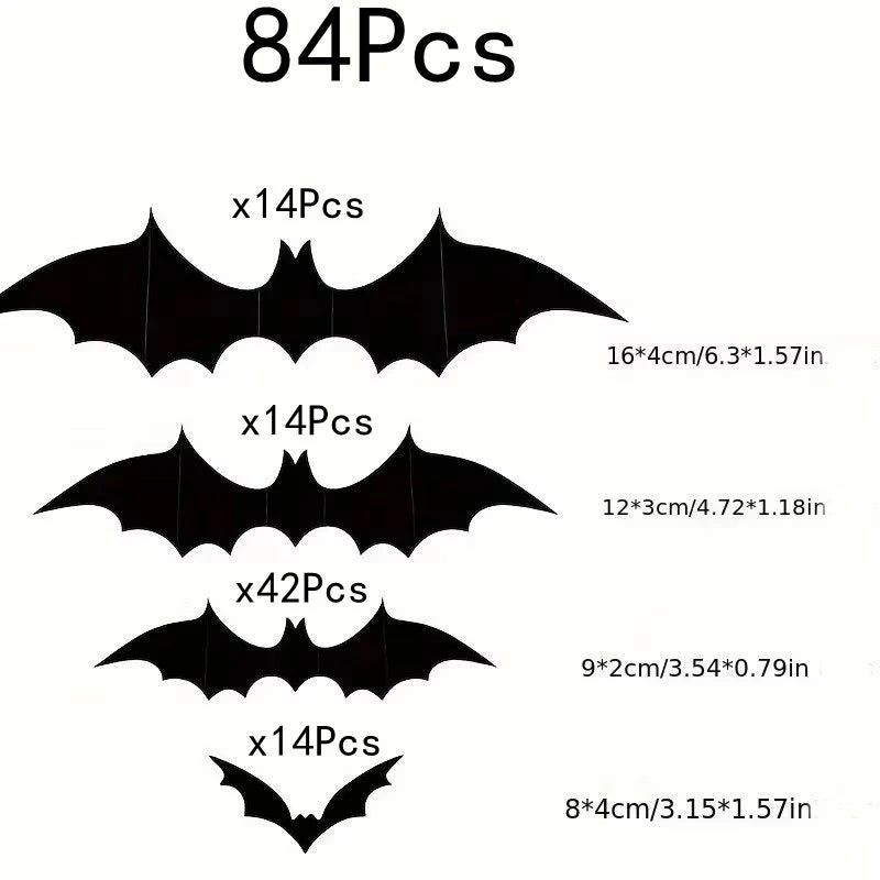 Halloween 3D Black Bat Wall Stickers 12-Piece Set for Home Window Party Decor