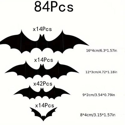 Halloween 3D Black Bat Wall Stickers 12-Piece Set for Home Window Party Decor