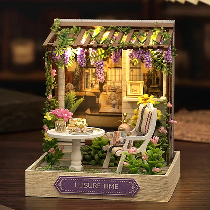 DIY 3D Puzzle Wooden Miniature Dollhouse Building Kit - Handmade Coffee House Model Gift