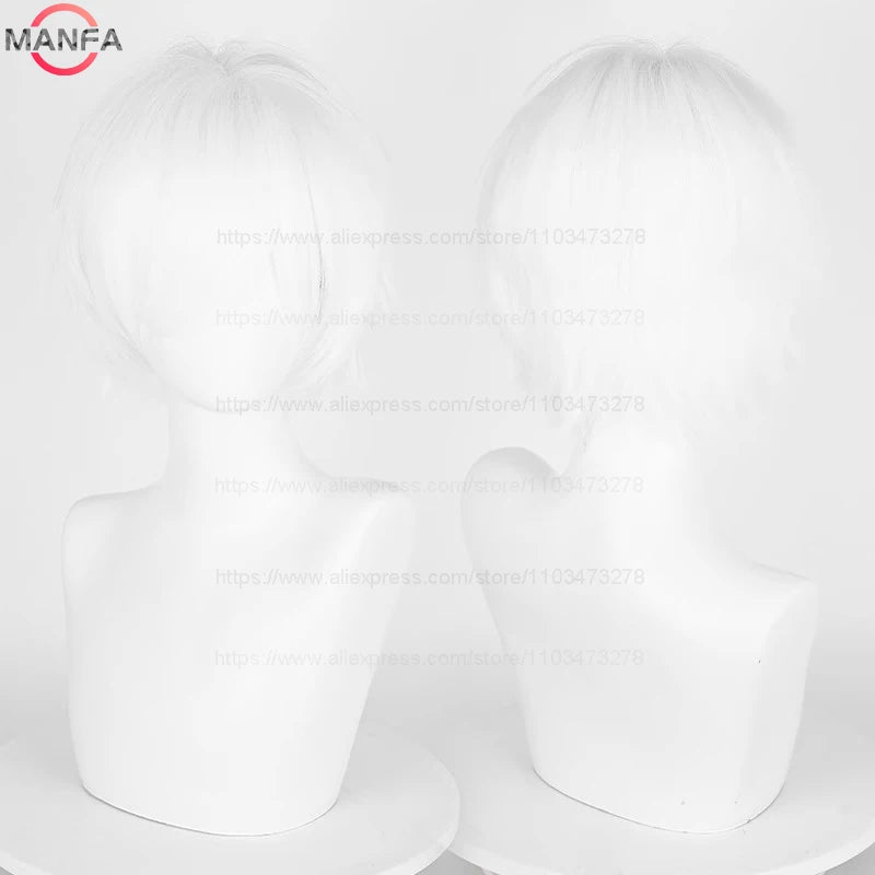 Short Straight Anime Cosplay Wig – 30cm Heat Resistant Synthetic Hair in Solid & Mixed Colors for Men and Women