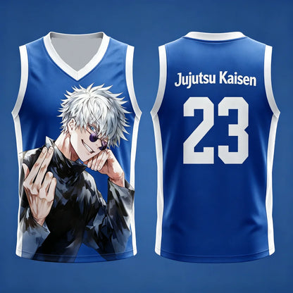 Jujutsu Kaisen Gojo Satoru Basketball Jersey - Sleeveless Gradient Number Anime Sport Tank Top