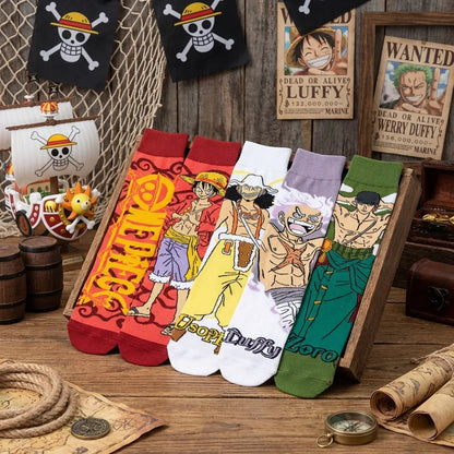 One Piece Luffy & Zoro Gear 5 Cotton Crew Socks – Unisex Anime Streetwear
