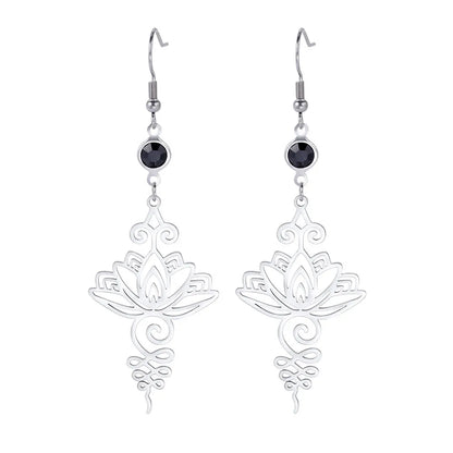 Goth Moon Phase Pentagram Earrings - Stainless Steel Witchy Dangle Jewelry