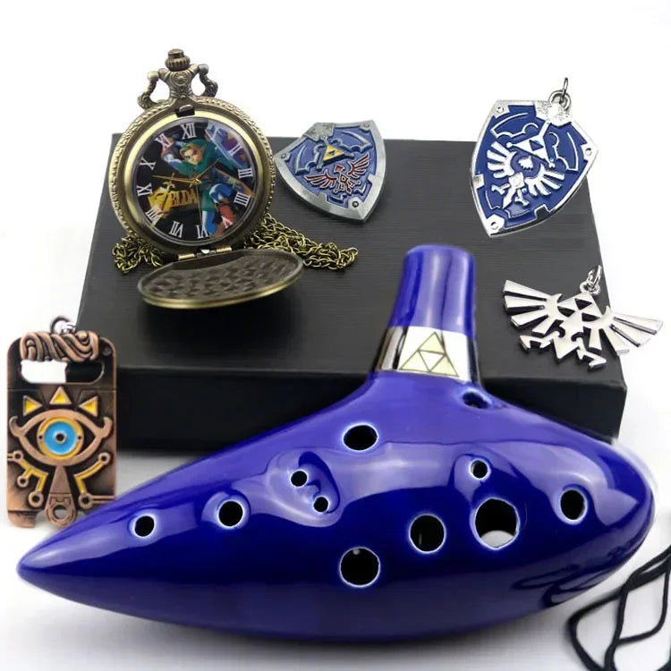 Legend of Zelda Ceramic Ocarina - 12-Hole Alto C Musical Instrument with Song Book and Neck Cord