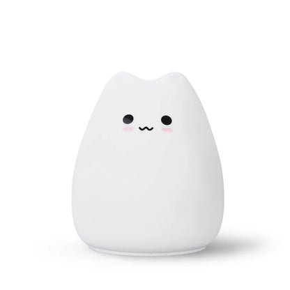 Mini Cat Touch Night Lamp Silicone LED Kids Bedside Nursery Light Gift