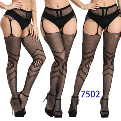 Gothic Sexy Fishnet Stockings Women Harajuku Emo Mesh Thigh High Garter Tights