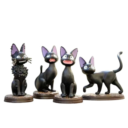Studio Ghibli Kiki's Delivery Service Jiji Black Cat Figure Set - 6pcs PVC Mini Collectible Cats