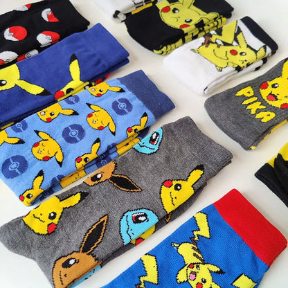 Pokémon Long Crew Socks – Pikachu, Eevee & Gengar Anime Cartoon Harajuku Athletic Socks