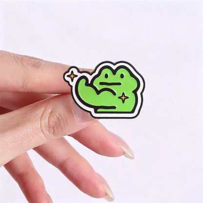 Funny Frog Meme Enamel Pin – Cute Cartoon Muscle Frog Brooch for Backpacks, Jackets & Lapels