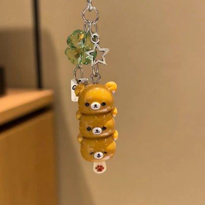 Kawaii Rilakkuma-Inspired Stacked Bear Resin Keychain & Bag Charm