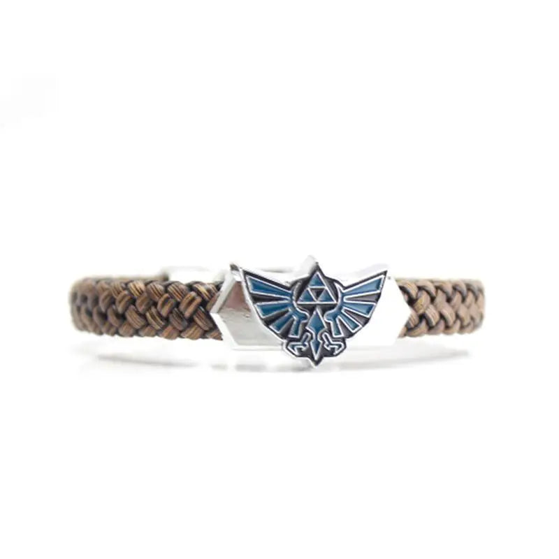 One Piece Luffy Straw Hat Skull Bracelet - Woven Leather Cord Anime Wristband for Fans