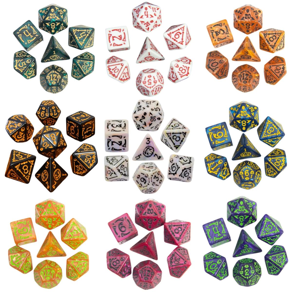 Halloween DND Dice Set 7-Piece Polyhedral RPG Dice D4-D20