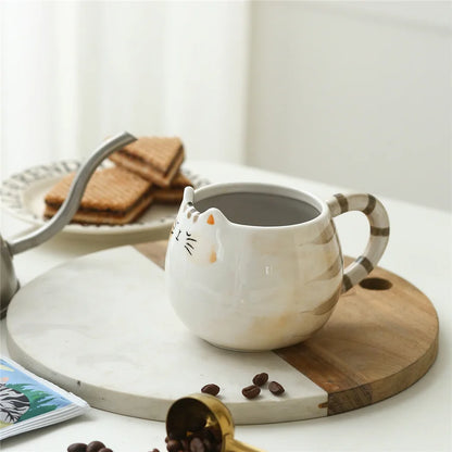 Cute Ceramic Cat Mug – 380ml Cat Shaped Coffee, Milk & Water Cup, Kawaii Kitten Gift for Cat Lovers
