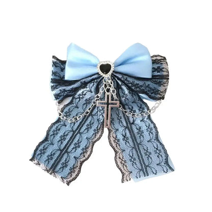 Gothic Lolita Lace Bow Hair Clips – Y2K Cute Ponytail Hairpins & Ita Bag Decoration for Girls