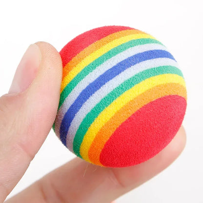 Rainbow Cat Toy Balls - Interactive Rattle Scratch Chew Balls for Cats and Dogs