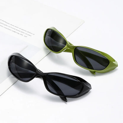 Y2K Punk Oval Sunglasses Colorful Mirror Shades Men Women