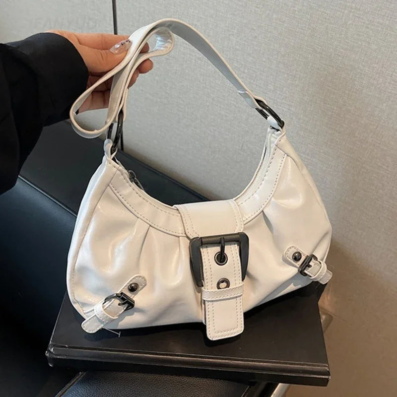 Y2K Retro Pleated Hobo Shoulder Bag for Women – Underarm Clutch Handbag
