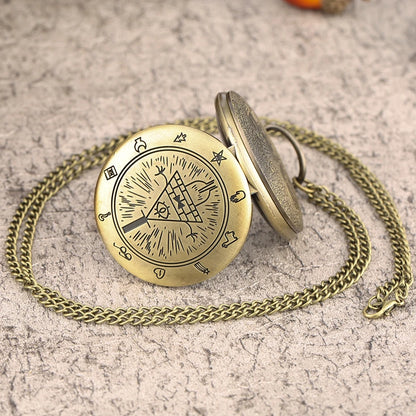 Gravity Pocket Watch Pendant Necklace - Mysterious Triangle Devil Quartz Vintage Women's Wristwatch