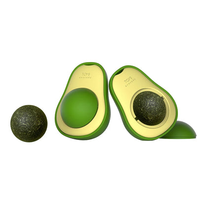 Avocado Catnip Ball Rotatable Cat Toy - Wall Stickup Mint Ball for Kittens