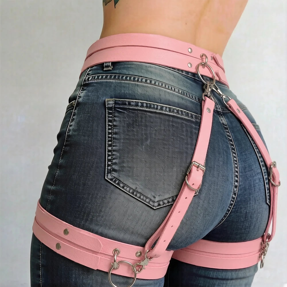 Women's PU Leather Harness Belt - Gothic Punk Adjustable Decorative Leg Belt