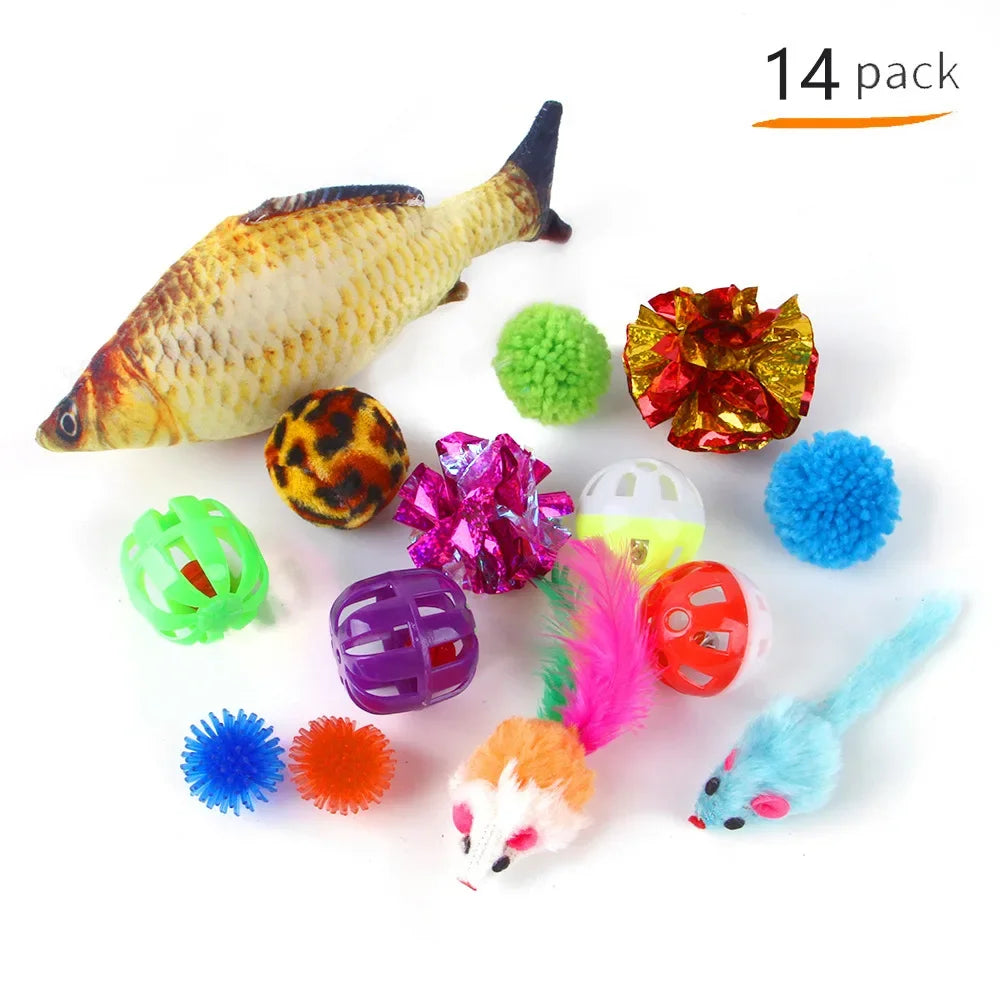 Foldable Cat Tunnel Tent – Mouse Shape Kitten Play Tube with Balls & Fish Toy