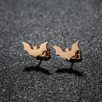 Gothic Vampire Bat Stainless Steel Tragus Stud Earring – Minimalist Halloween Piercing Jewelry for Women