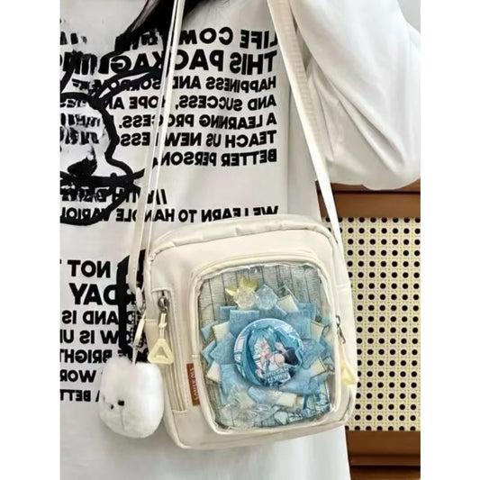 Y2K Mini Ita Bag – Korean Casual Crossbody Shoulder Bag with Transparent Pocket