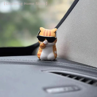 Straw Hat Cat Car Pendant – Cute Rearview Mirror Ornament