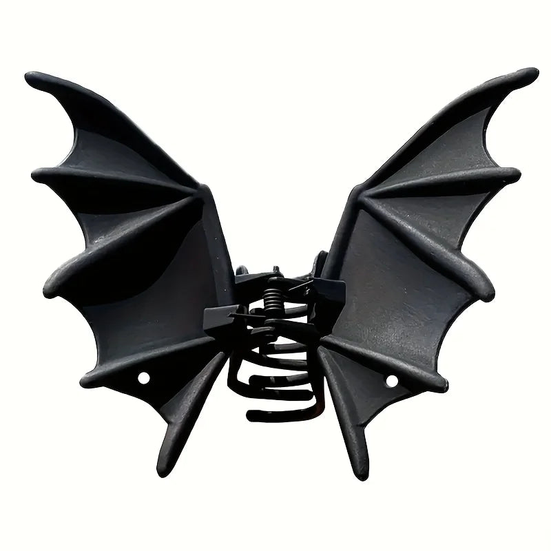 Gothic Bat Hair Clip – Matte Black Punk-Style Hairpin for Women