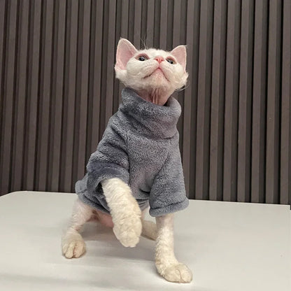 Sphynx Cat Sweater – Soft Hairless Cat Clothes Hoodie Jumpsuit Outfit