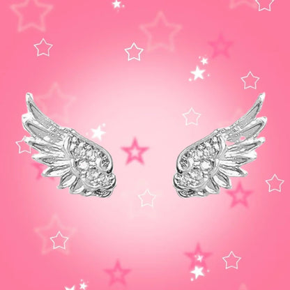 Wing Design Stackable Ear Studs for Women - Y2K Punk Gothic Cross Piercing Earrings