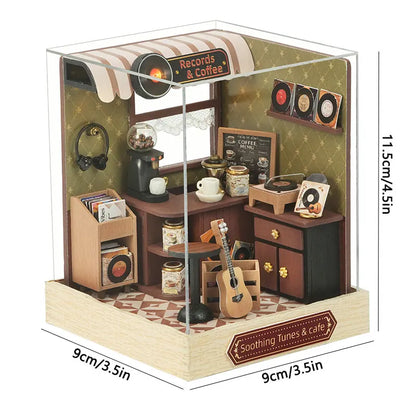 DIY 3D Puzzle Wooden Miniature Dollhouse Building Kit - Handmade Coffee House Model Gift