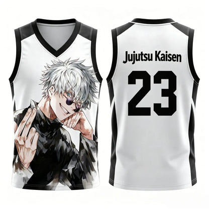 Jujutsu Kaisen Gojo Satoru Basketball Jersey - Sleeveless Gradient Number Anime Sport Tank Top