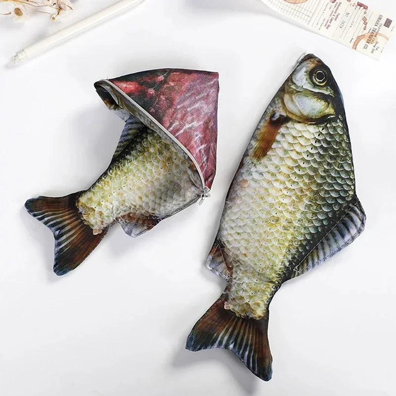 Carp Shaped Pencil Case Cute Fish Pen Pouch Portable Student Stationery Bag