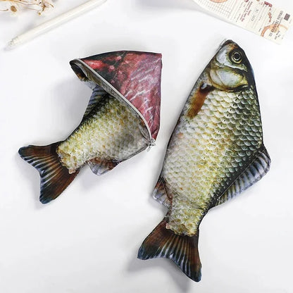 Carp Shaped Pencil Case Cute Fish Pen Pouch Portable Student Stationery Bag
