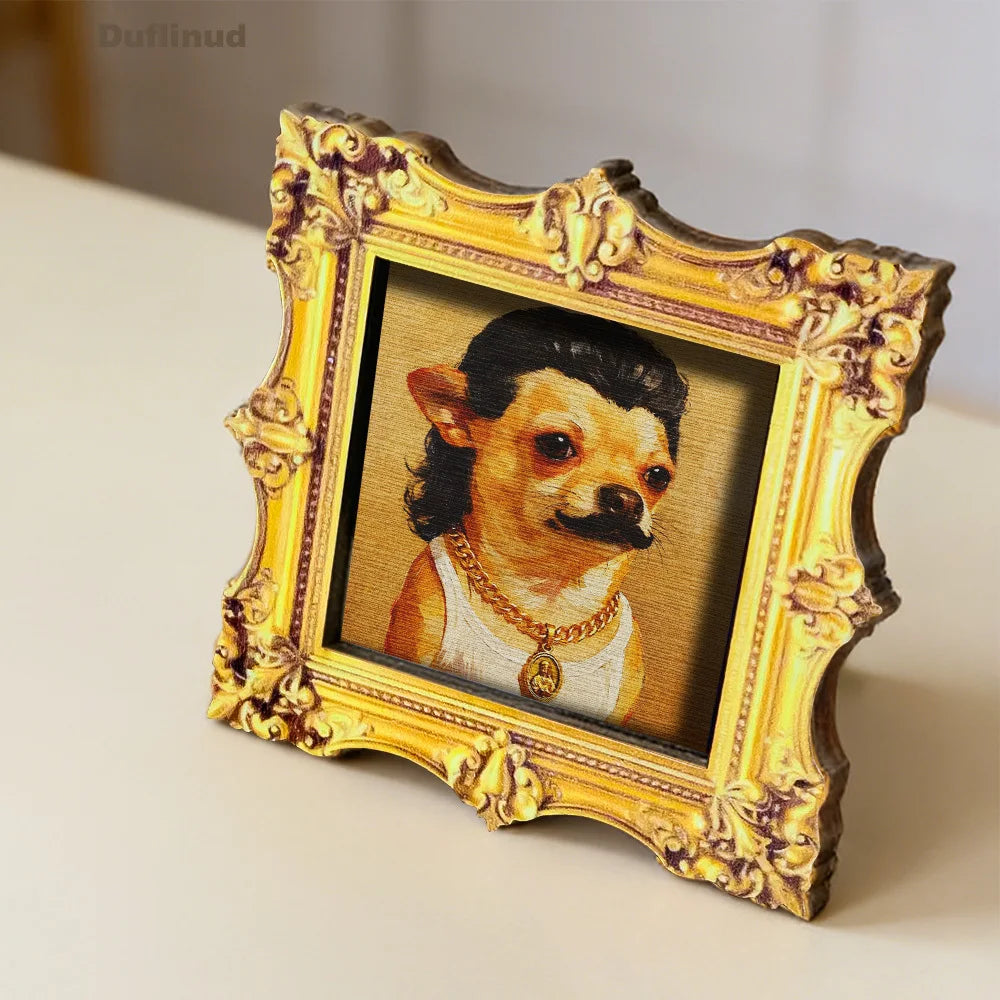 Retro Chihuahua Portrait Framed Fridge Magnet - Quirky Dog Art Decor Gift