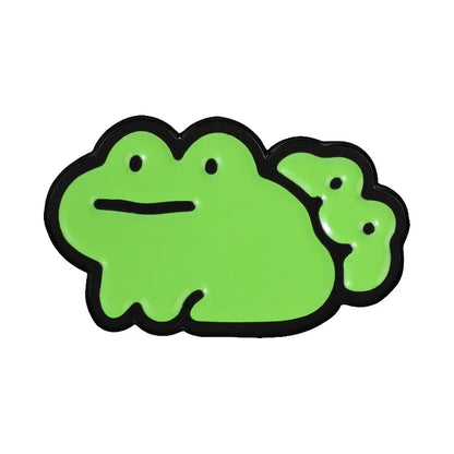 Funny Frog Meme Enamel Pin – Cute Cartoon Muscle Frog Brooch for Backpacks, Jackets & Lapels
