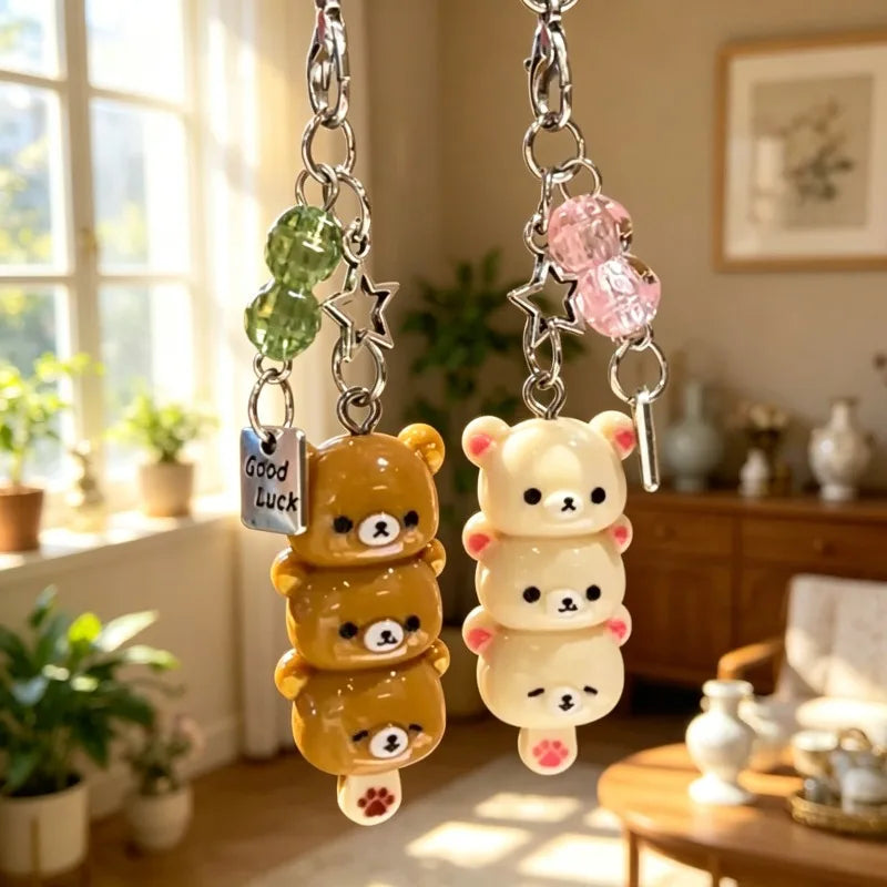 Kawaii Rilakkuma-Inspired Stacked Bear Resin Keychain & Bag Charm