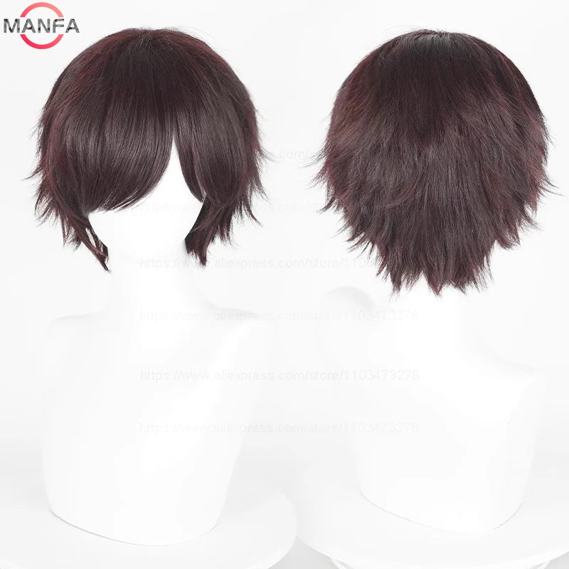 Short Straight Anime Cosplay Wig – 30cm Heat Resistant Synthetic Hair in Solid & Mixed Colors for Men and Women
