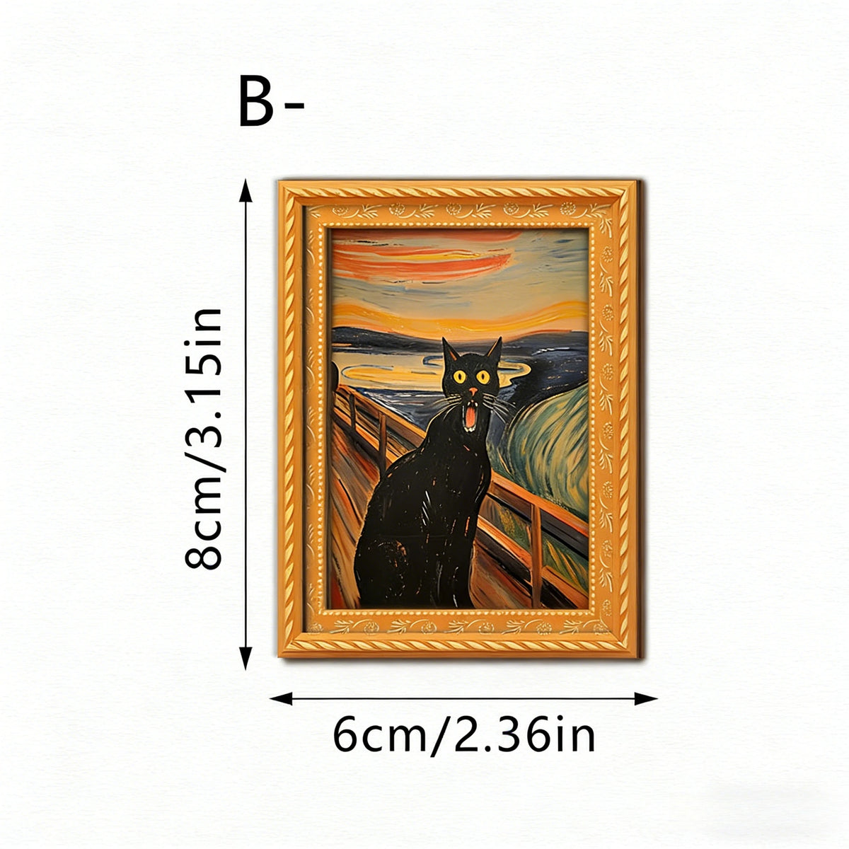 Famous Art Funny Cat Wooden Mini Frame Fridge Magnet
