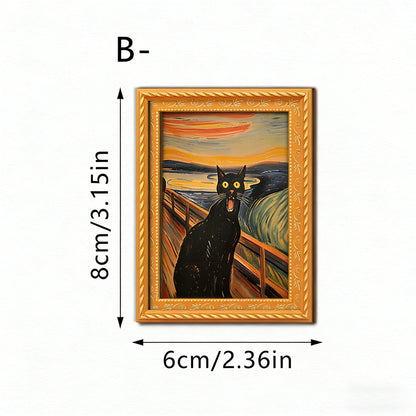 Famous Art Funny Cat Wooden Mini Frame Fridge Magnet